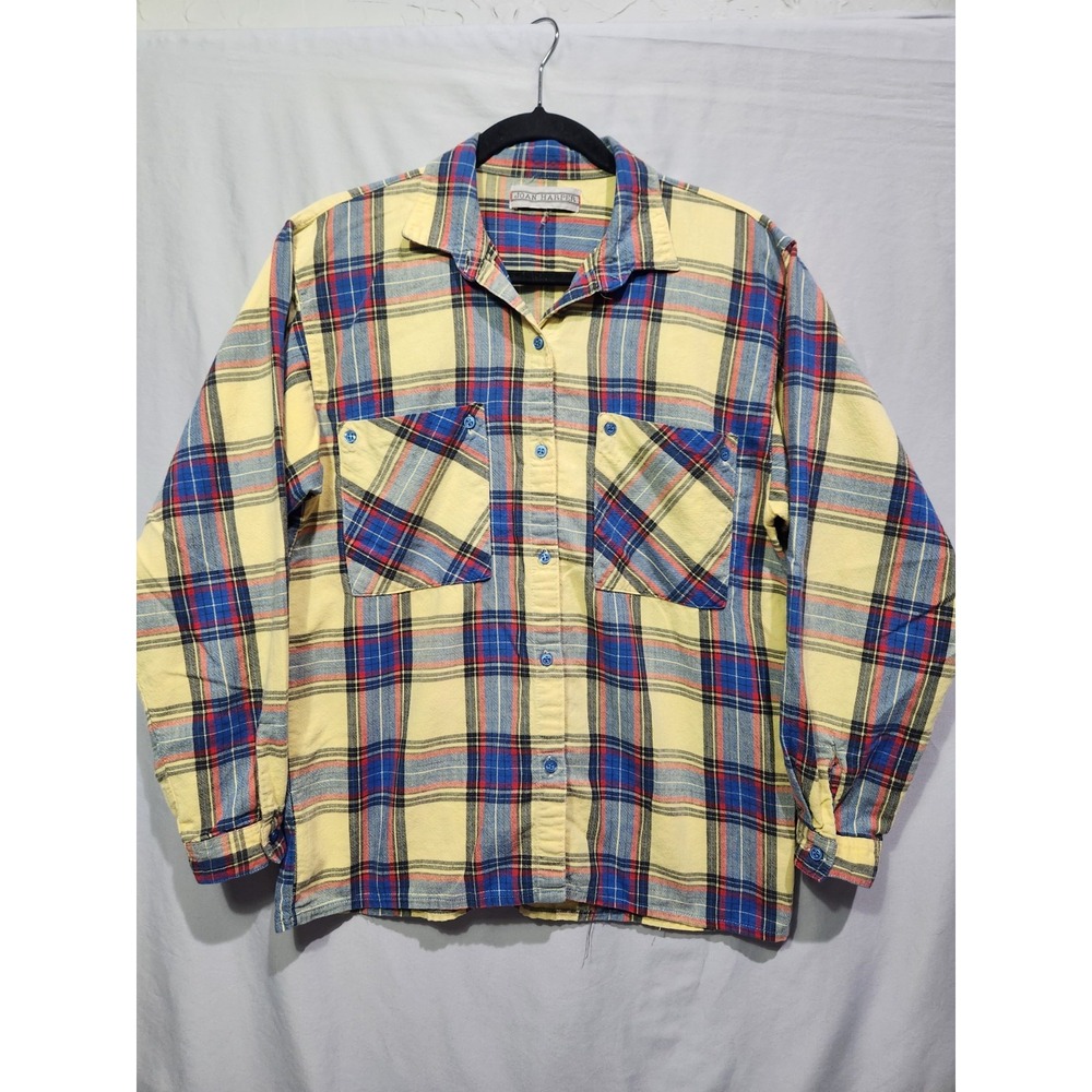 JOAN HARPER Plaid Shirt Women‎ Yellow Blue Red Classic ButtonUp Casual MED LRG
